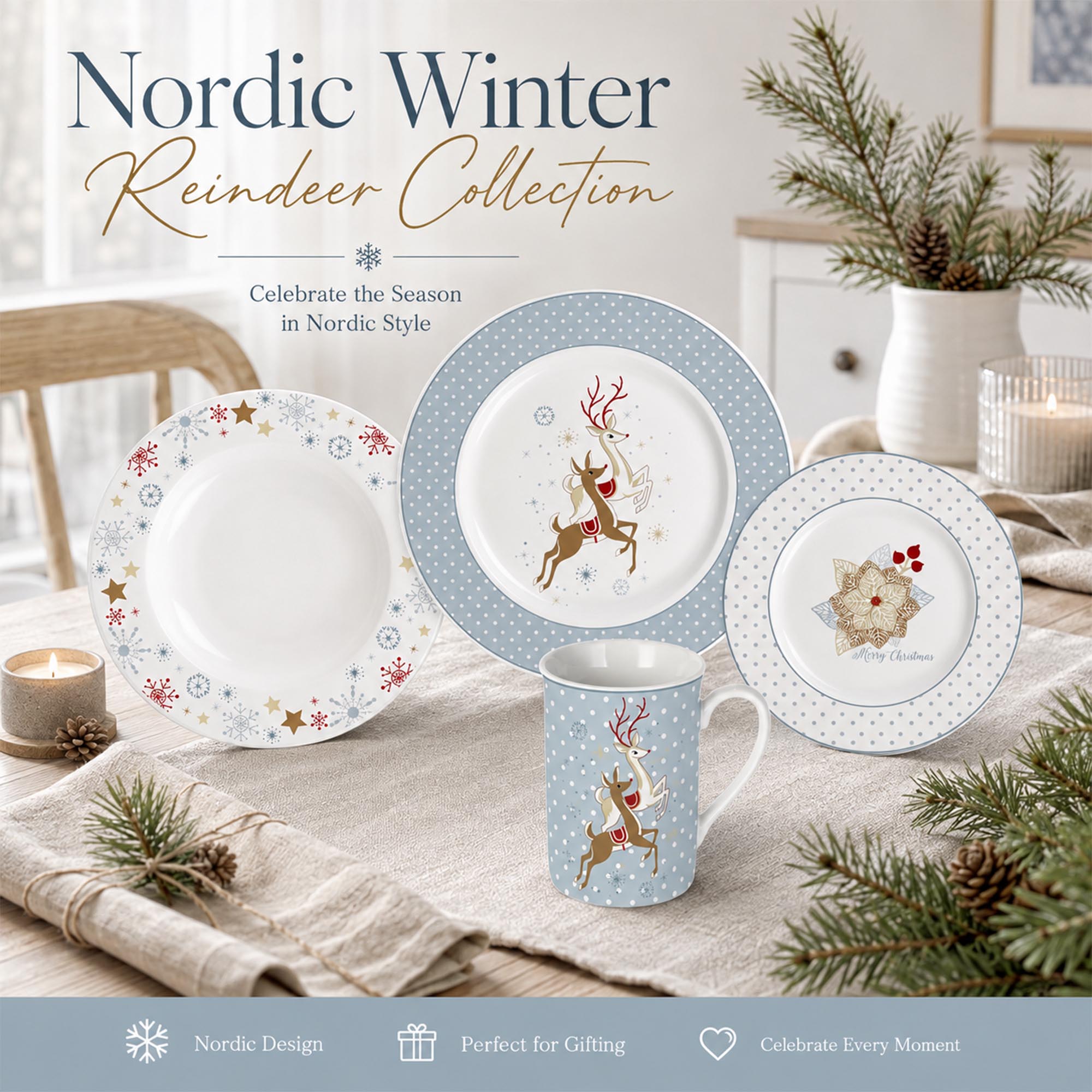 Donglin Homeware DI160823 Nordic Winter Reindeer Collection