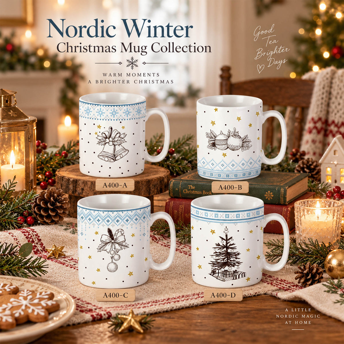 Donglin Homeware DI161212 Nordic Winter Christmas New Bone China Mug Collection