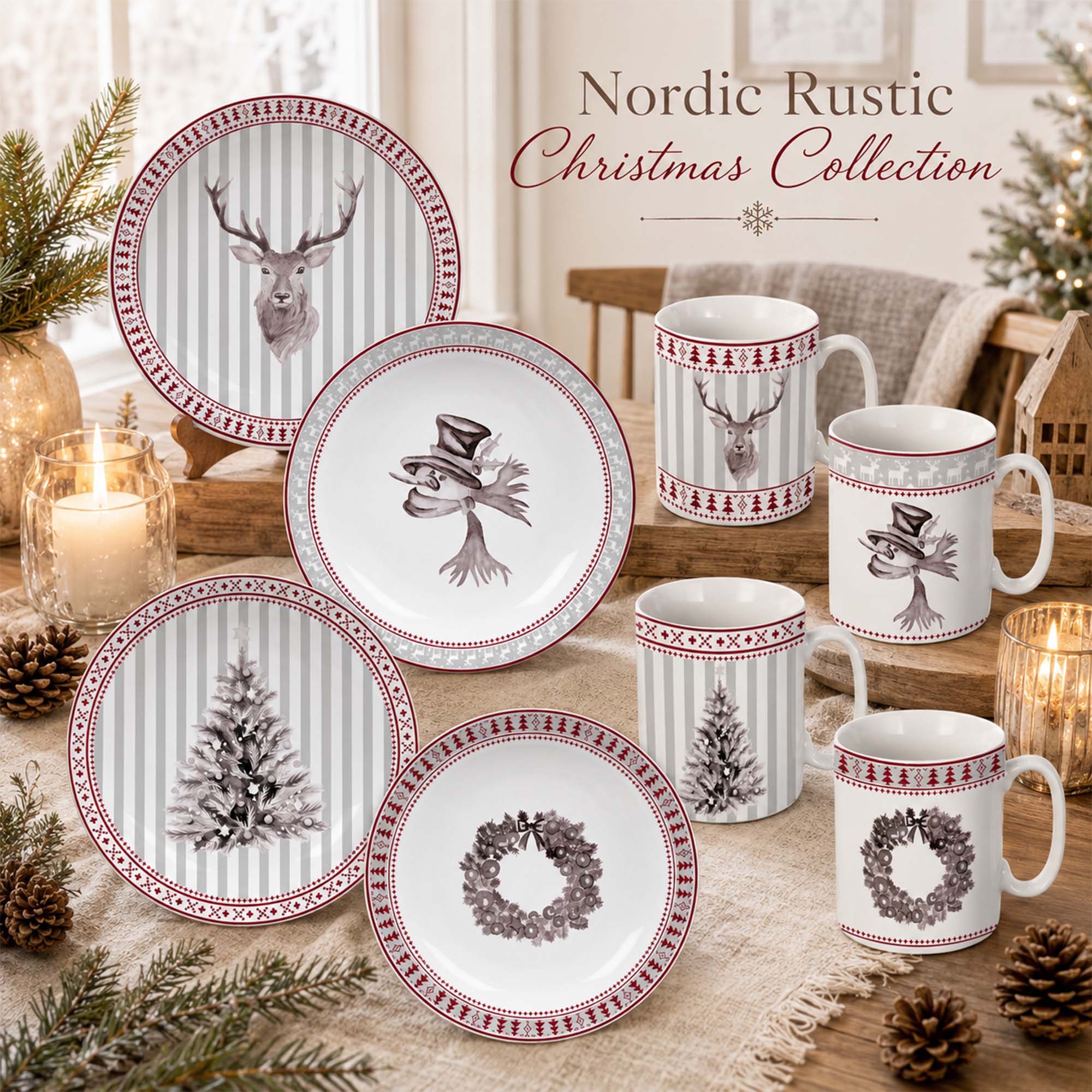 Donglin Homeware DI161215 Nordic Rustic Christmas Collection