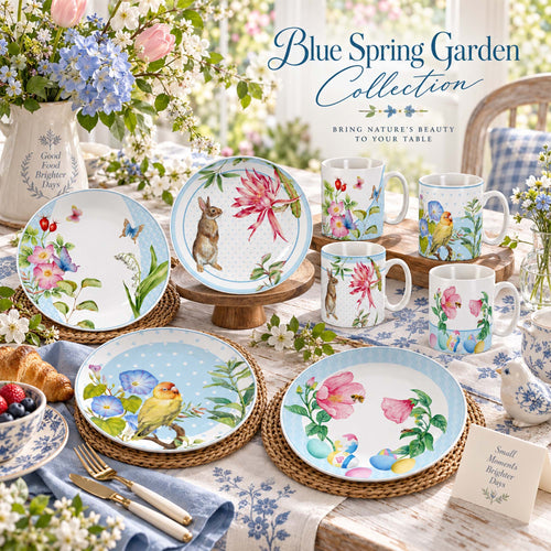 Donglin Homeware DI161223 Blue Spring Garden — Colección de vajilla — porcelana New Bone China