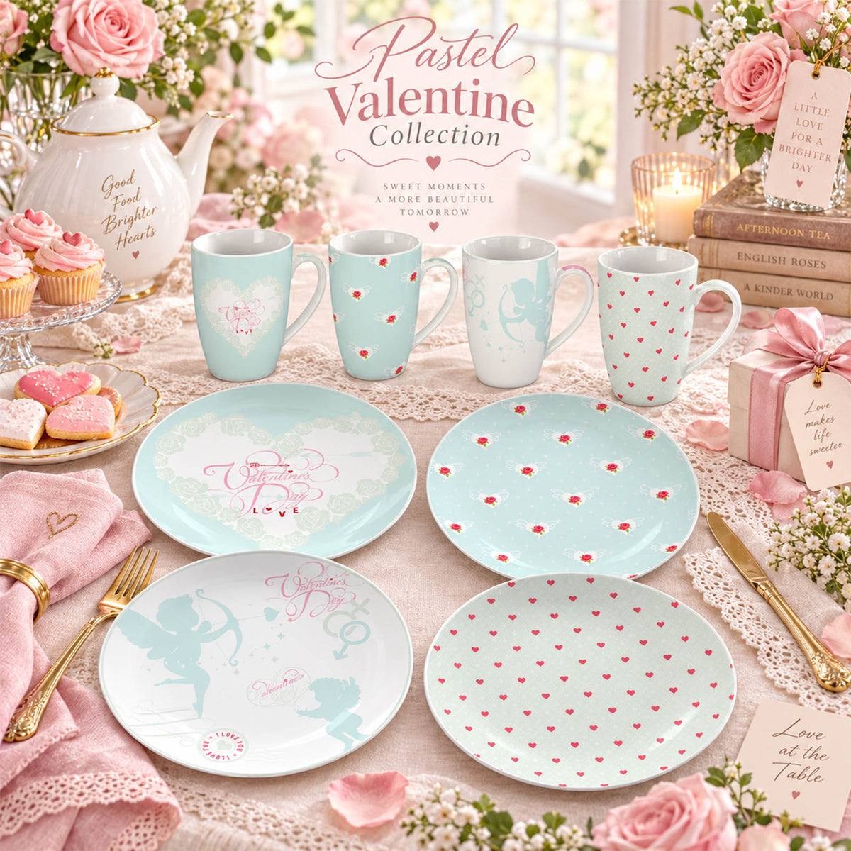 Donglin Homeware DI161227 Pastel Valentine New Bone China Dinnereware Collection