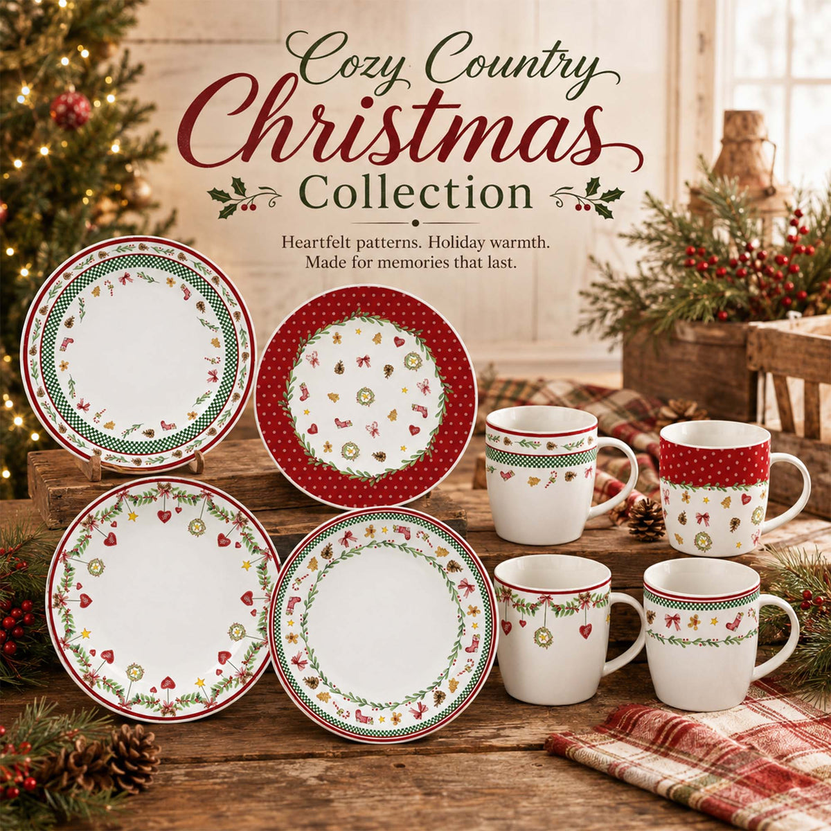 Donglin Homeware DI161240 Cozy Country Christmas Collection