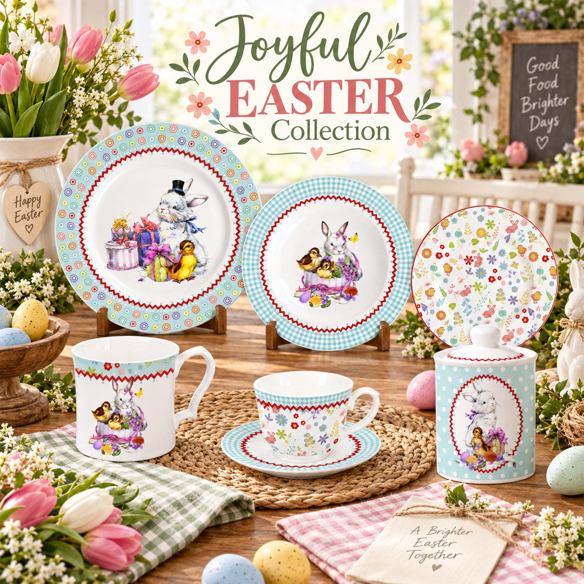 Donglin Homeware DI170406 Joyful Easter New Bone China Dinnerware Collection 