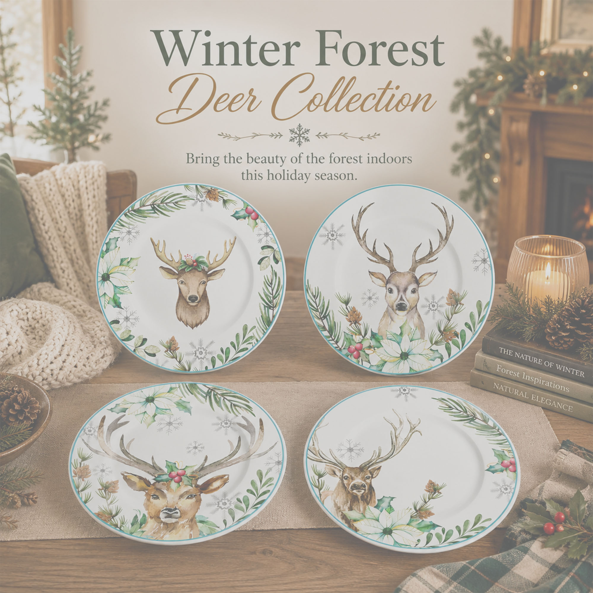 Donglin Homeware DI1801105 Winter Woodland Deer Collection