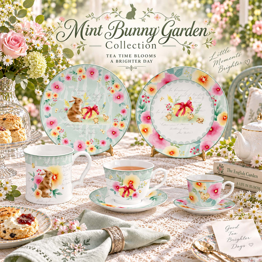 DI1801154 Mint Bunny Garden New Bone China Dinnerware Collection