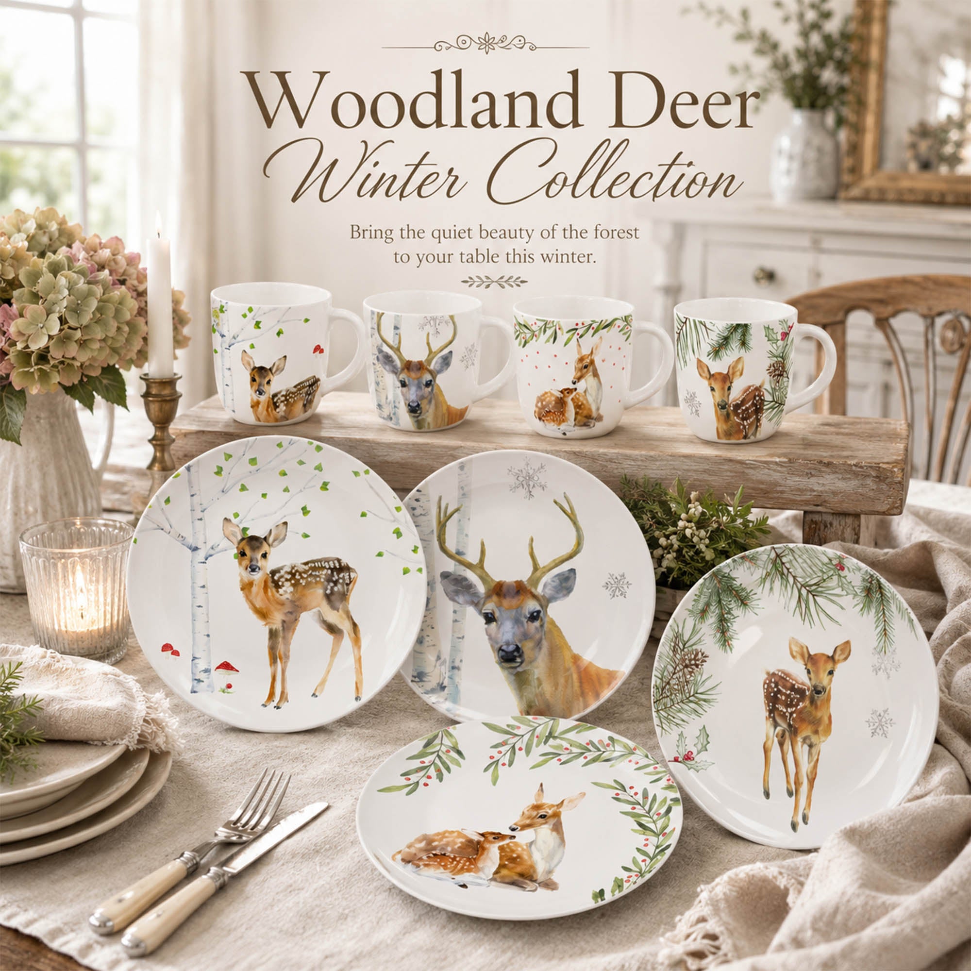 Donglin Homeware DI180148 Woodland Deer Winter Collection
