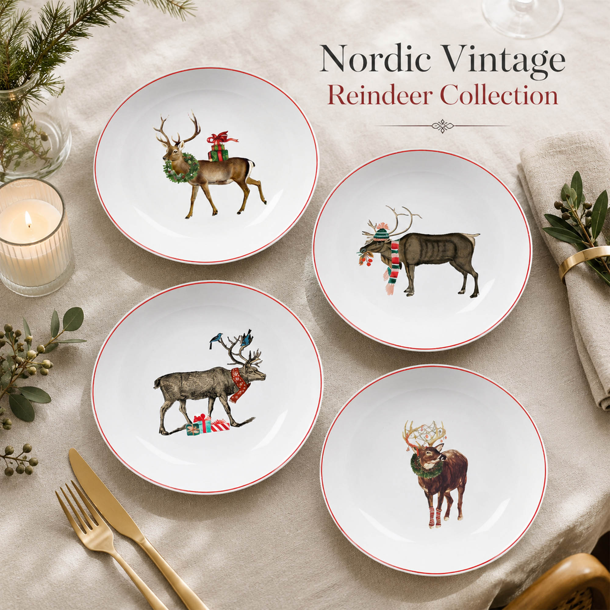 Dongin Homeware DI180201 Nordic Vintage Reindeer Collection