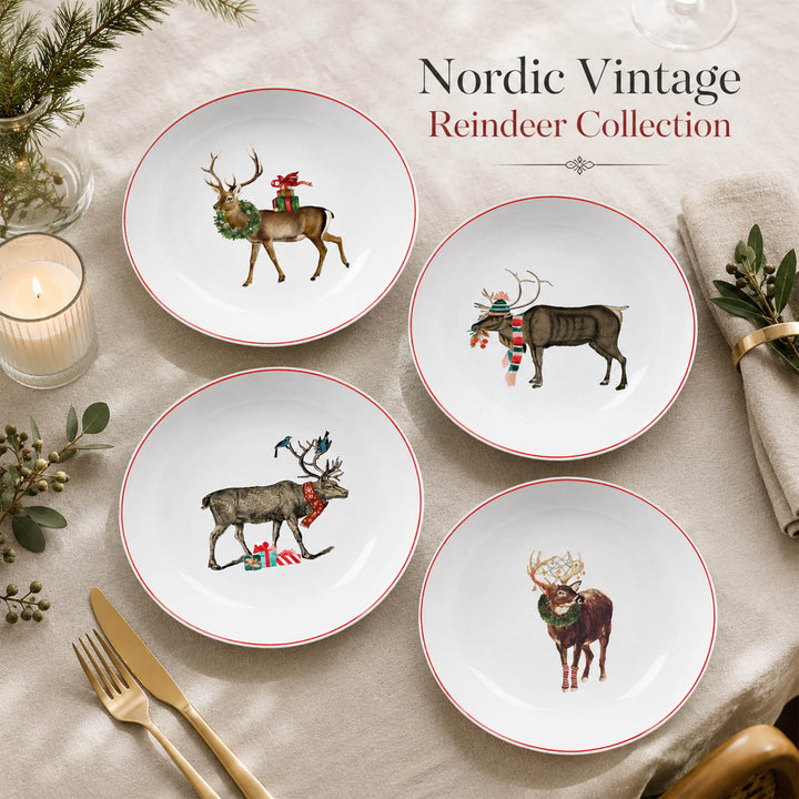 DI180201 Nordic Vintage Reindeer New Bone China Plate Collection
