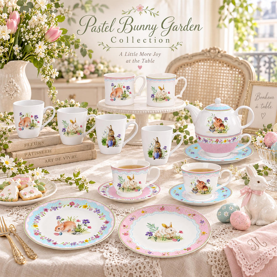 DI190114 Pastel Bunny Garden New Bone China Dinnerware Collection