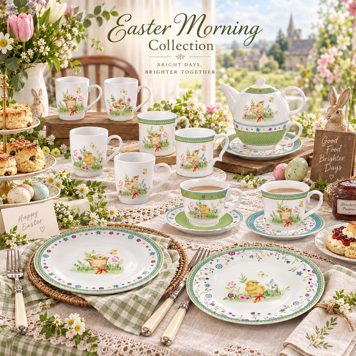 Donglin Homeware DI190115 Easter Morning New Bone China Dinnerware Collection