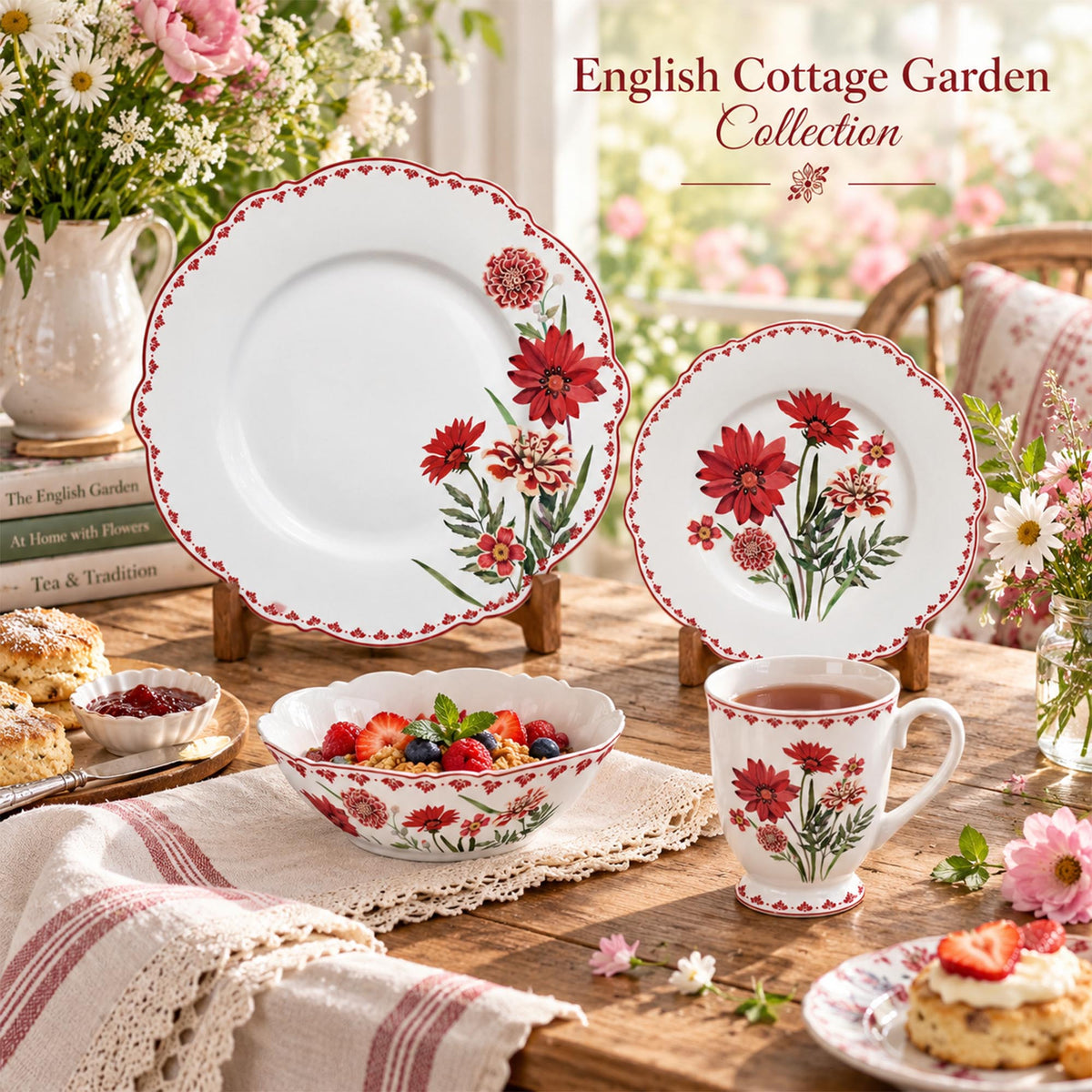 Donglin Homeware DI2001246 English Cottage Garden New Bone China Dinnerware Collection