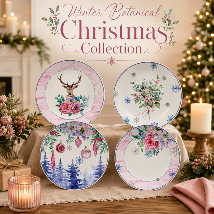 DI2001266 Winter Botanical Christmas New Bone China Teller Kollektion