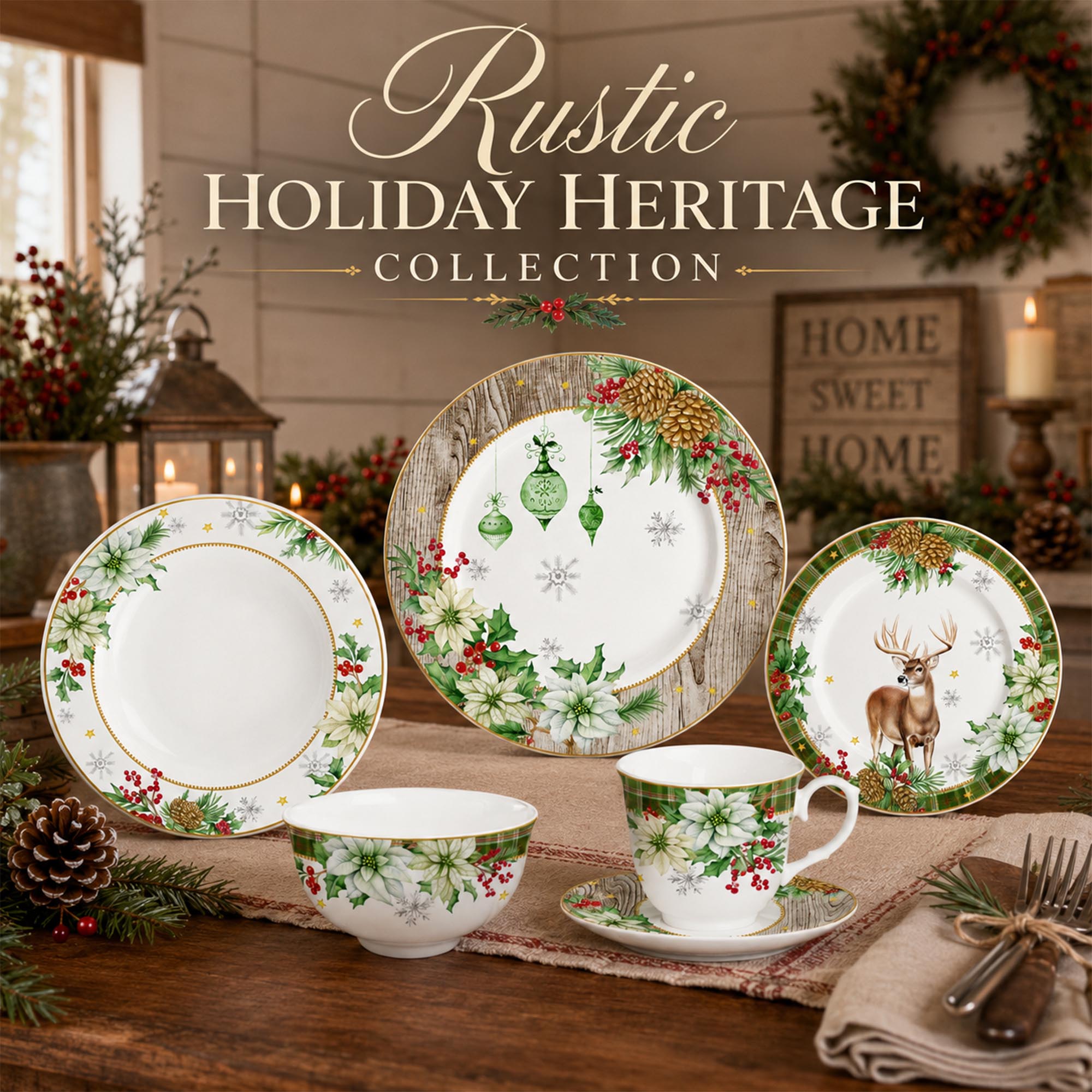 Donglin Homeware DI210155 Rustic Holiday Heritage Collection