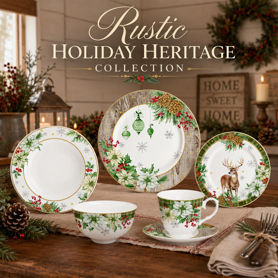 DI210155 Rustic Holiday Heritage Geschirrkollektion aus New Bone China