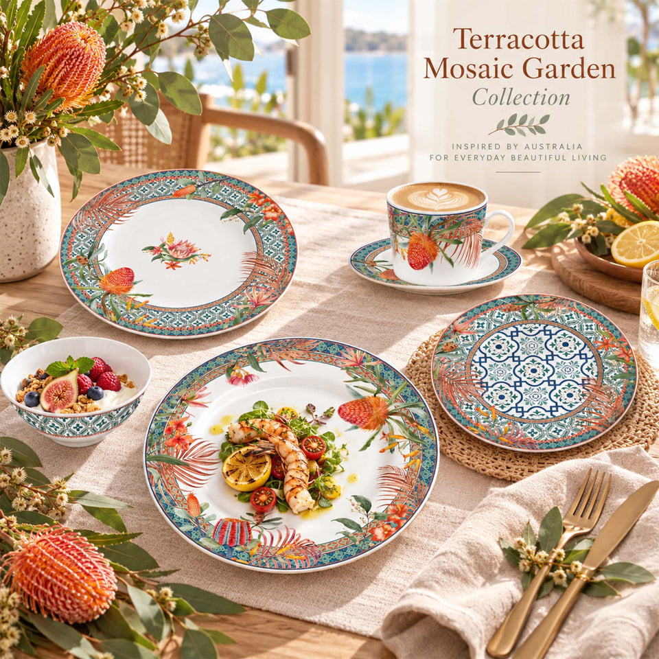 DI210171 Terracotta Mosaic Garden Geschirrkollektion aus New Bone China