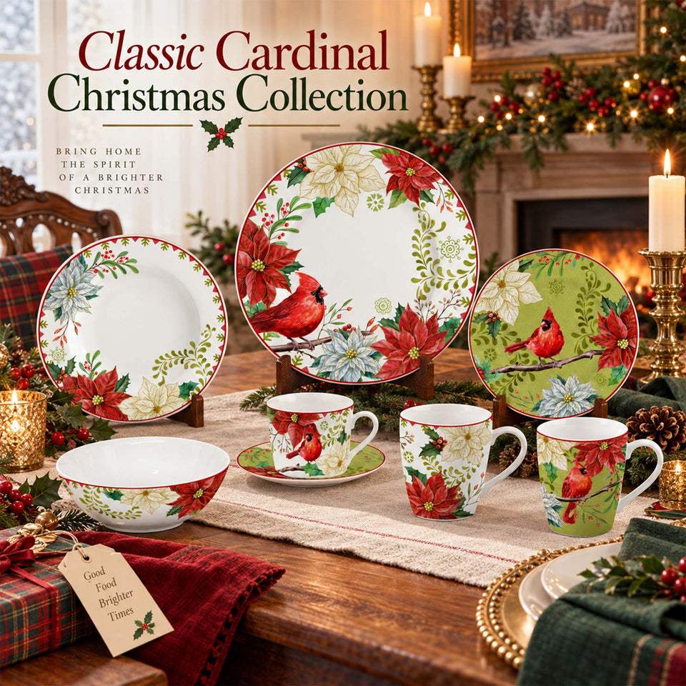 DI220002 Classic Cardinal Christmas New Bone China Коллекция столовой посуды
