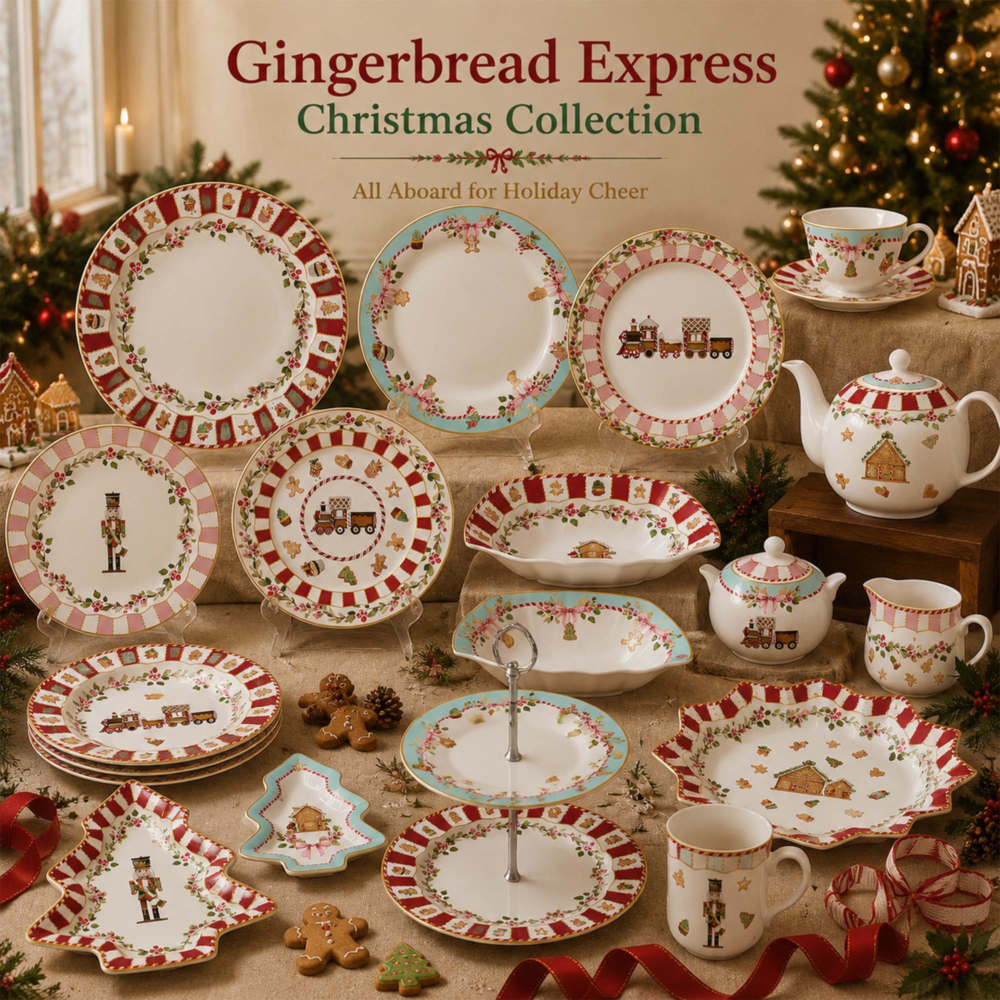 Donglin Homeware DI250012 Gingerbread Express Christmas Collection