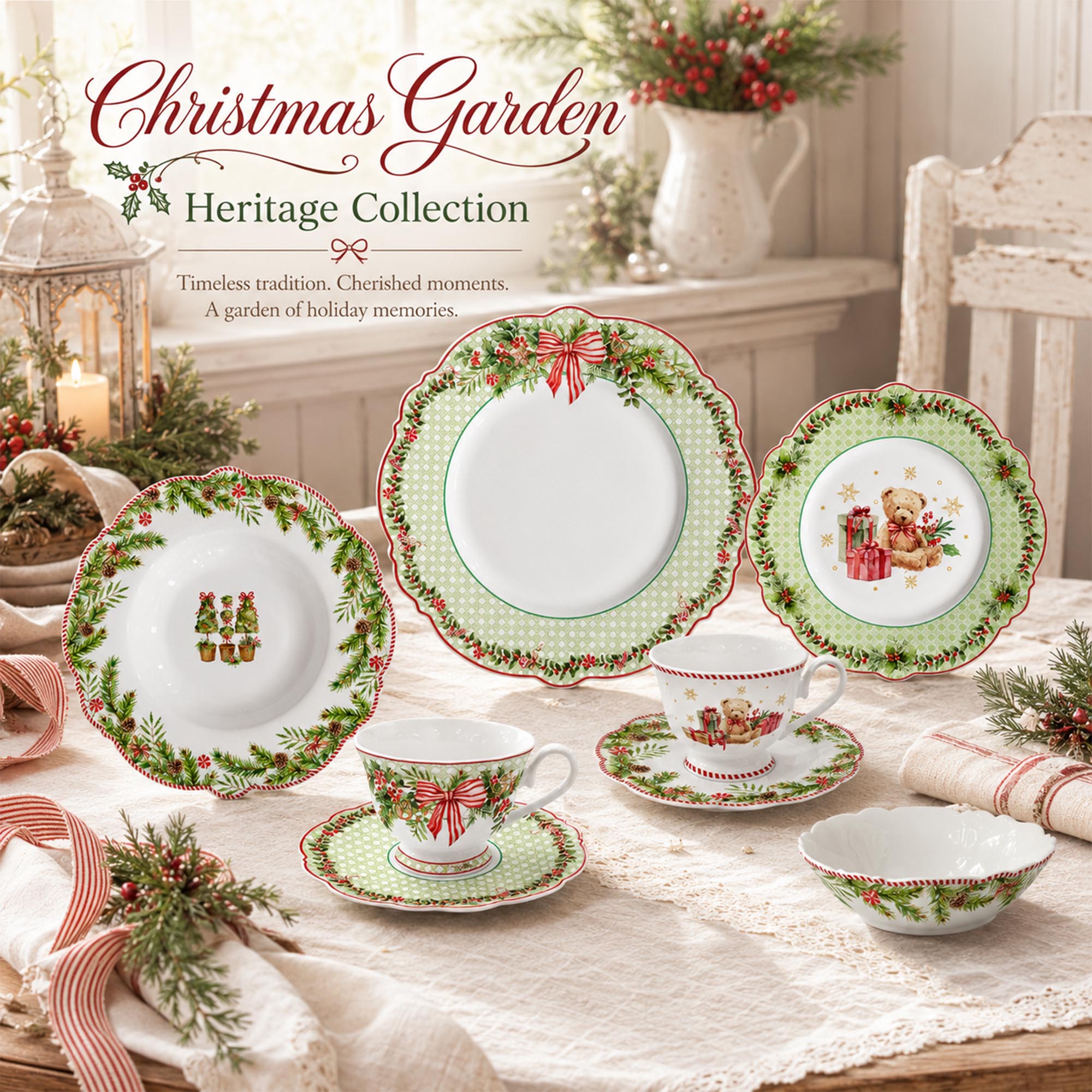 Donglin Homeware DI260006 Christmas Garden Heritage Collection