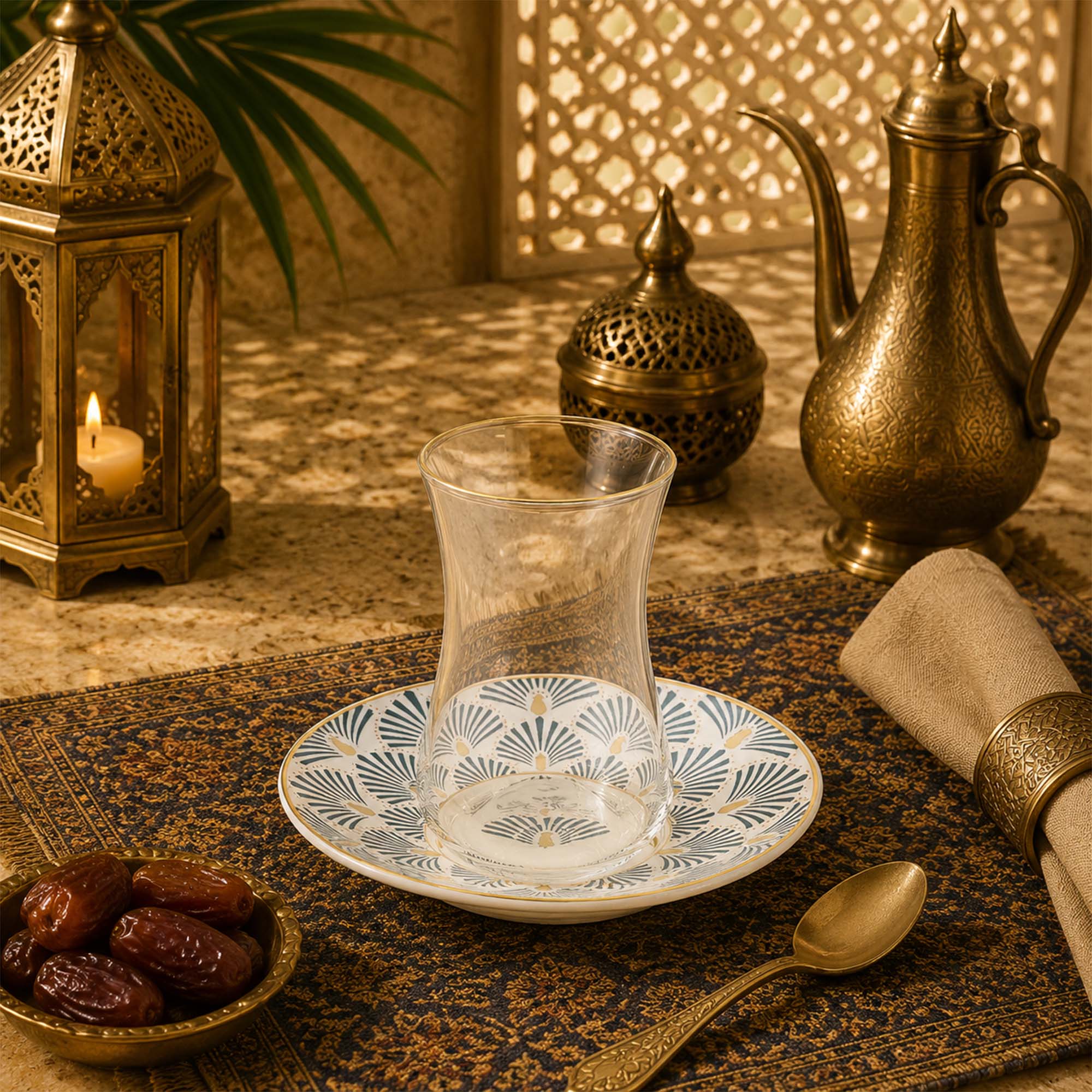Donglin Homeware Deco Fan Collection Glass Cup and Saucer 180cc
