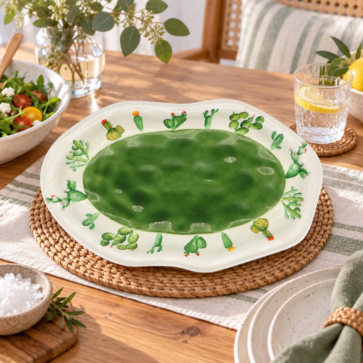 Donglin Homeware Desert Bloom Collection Oval Plate 13-inch