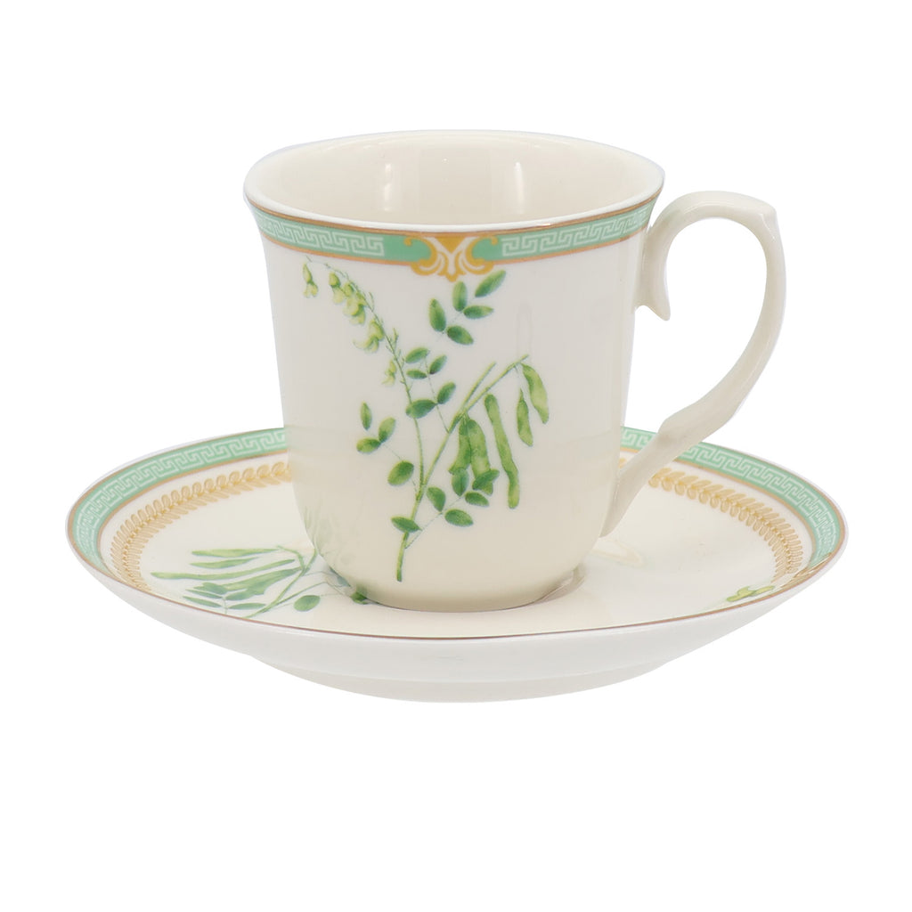 Donglin Homeware Herbal Bloom - Farmhouse Style Ceramic Tableware Set 100cc cup and saucer pattern with lightyellow sophora root