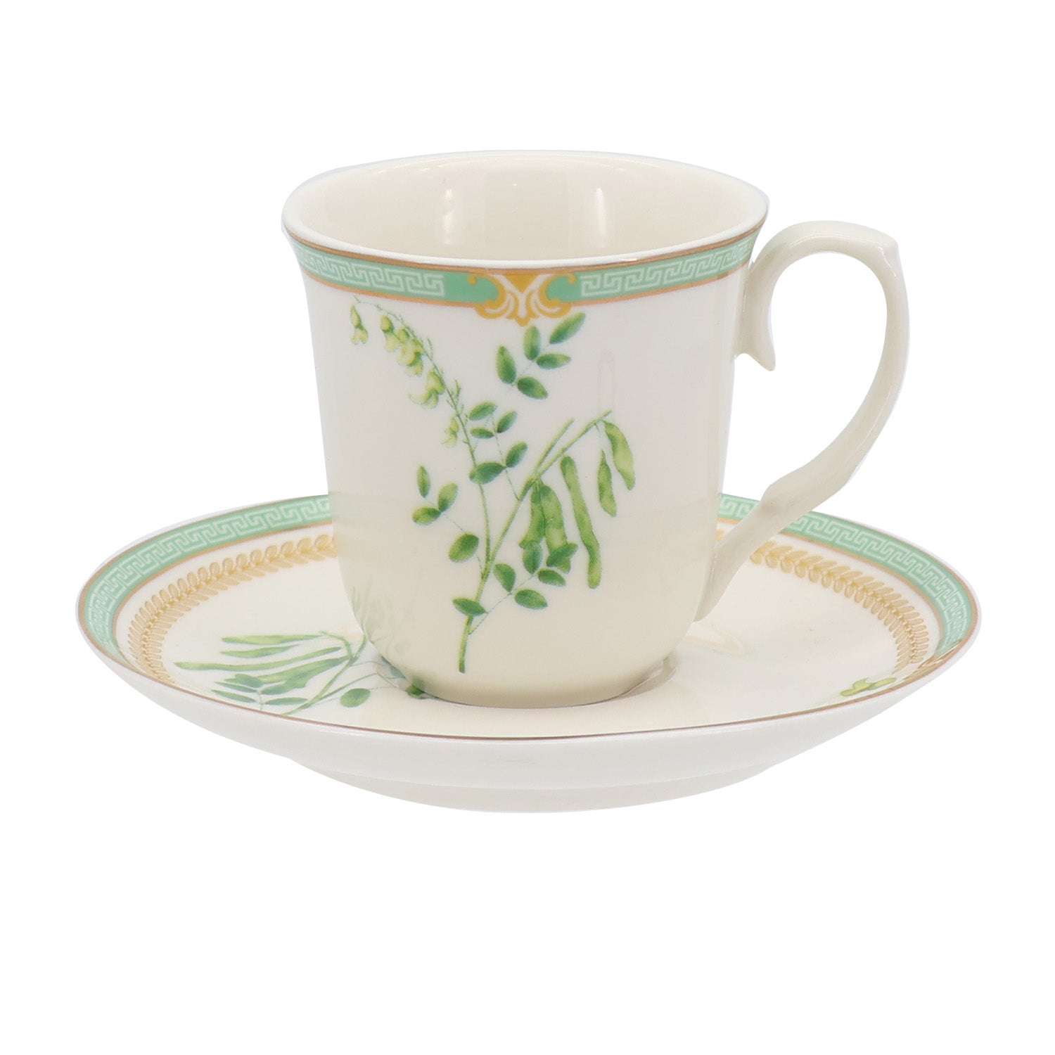 Donglin Homeware Herbal Bloom - Farmhouse Style Ceramic Tableware Set 100cc cup and saucer pattern with lightyellow sophora root