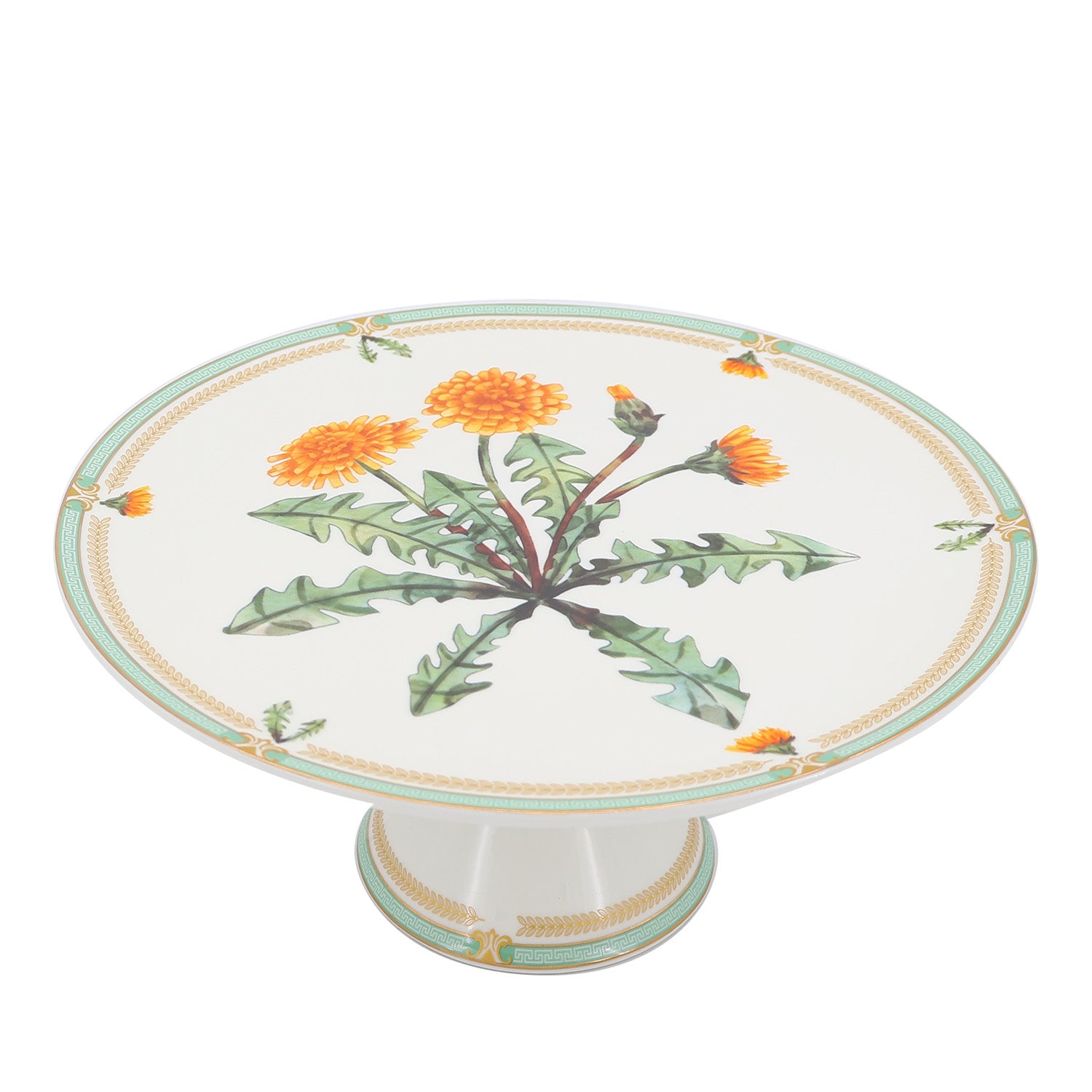 Donglin Homeware Herbal Bloom - Farmhouse Style Ceramic Tableware Set 11-inch cake plate stand pattern with mongolian dandelion herb