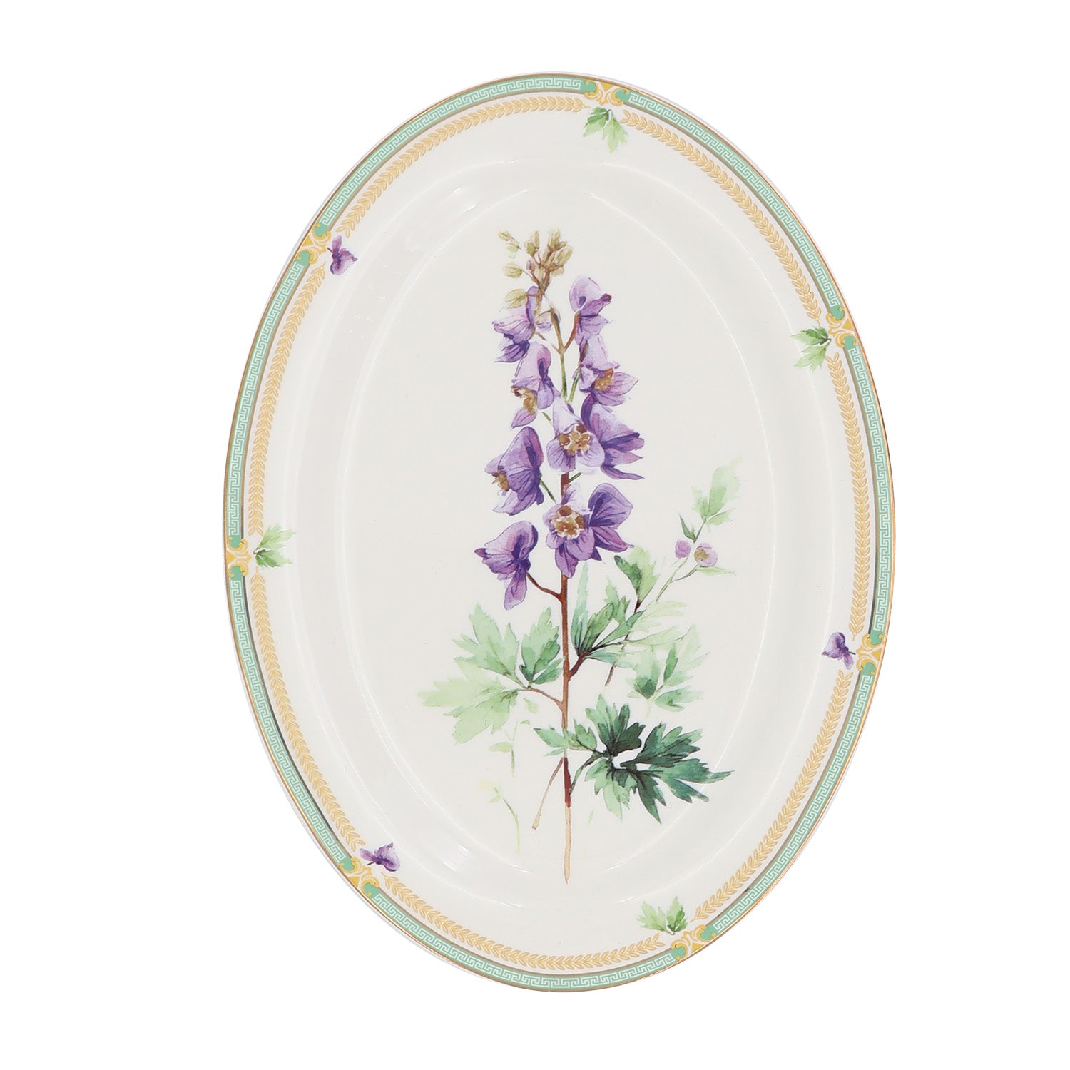 Donglin Homeware Herbal Bloom - Farmhouse Style Ceramic Tableware Set 12-inch oval plate pattern with monkshood