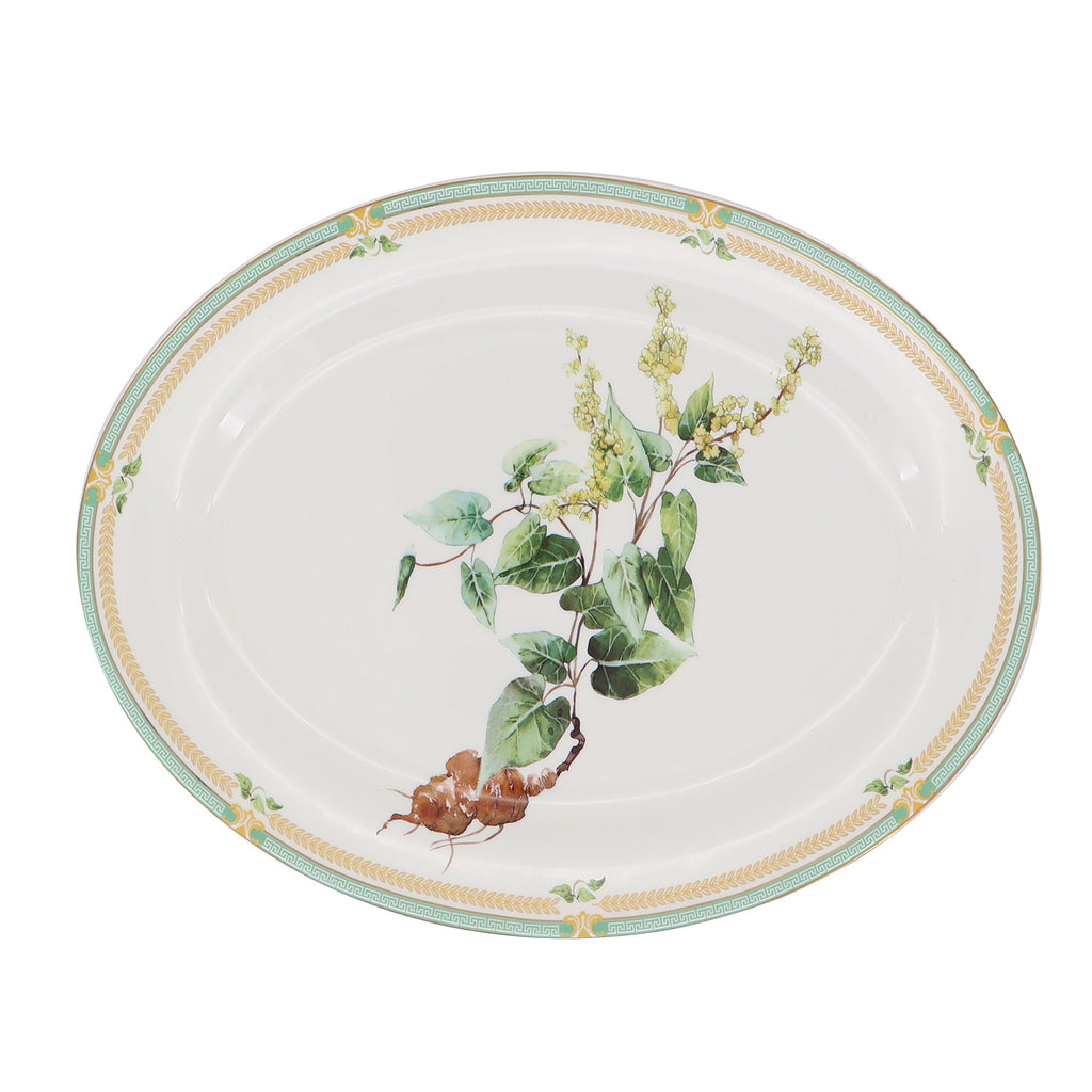 Donglin Homeware Herbal Bloom - Farmhouse Style Ceramic Tableware Set 14-inch oval plate pattern with knotweed root