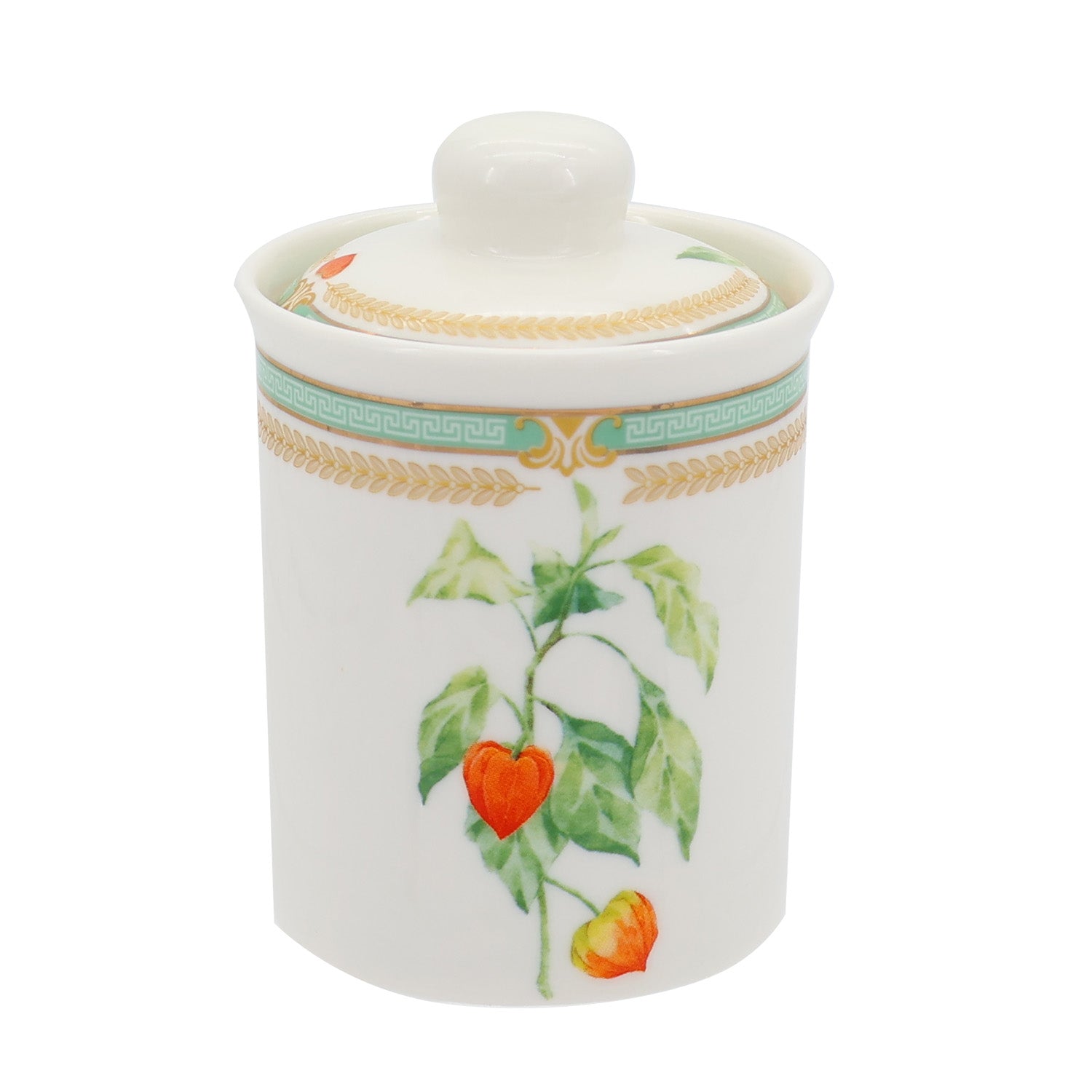 Donglin Homeware Herbal Bloom - Farmhouse Style Ceramic Tableware Set 200ml canister pattern with physalis