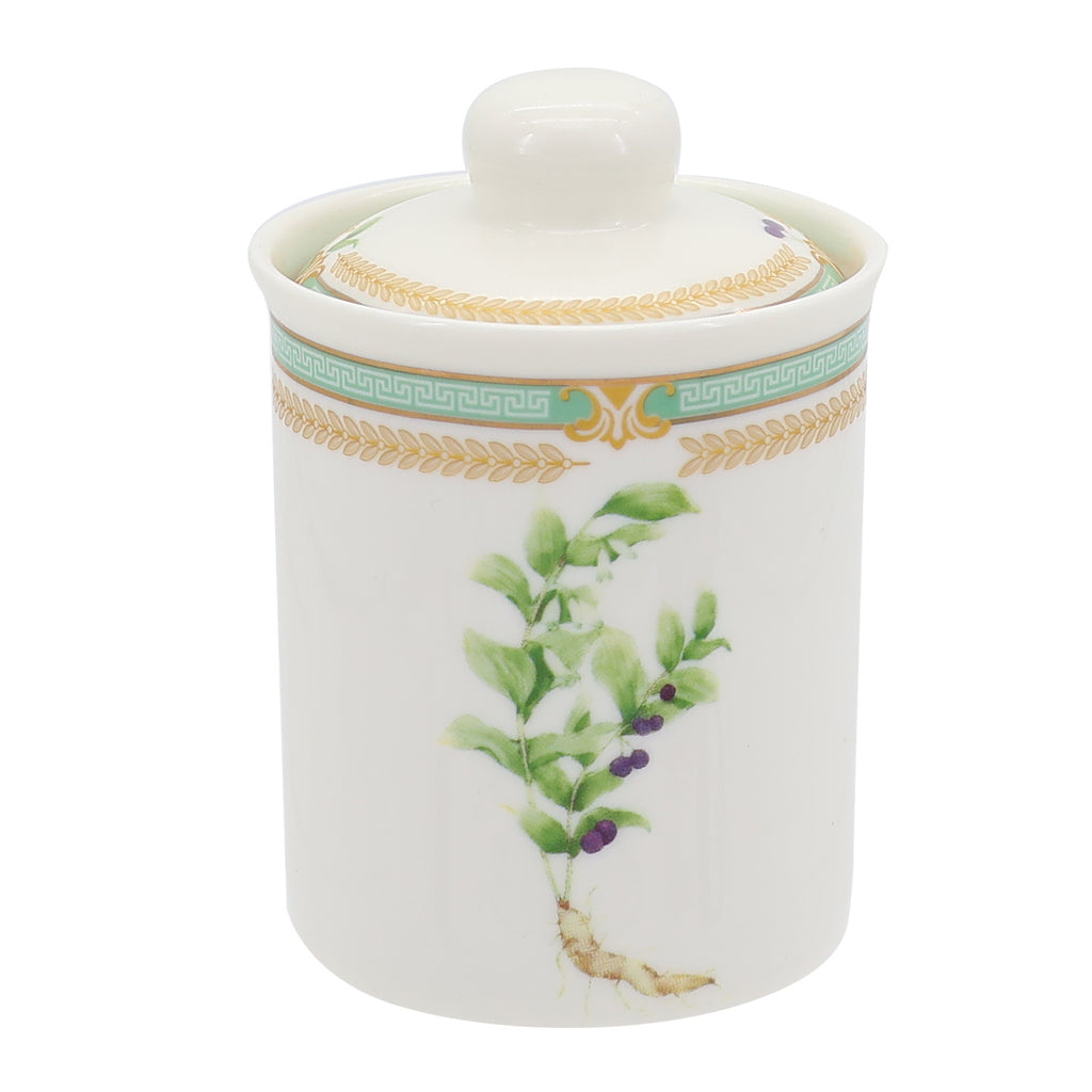 Donglin Homeware Herbal Bloom - Farmhouse Style Ceramic Tableware Set 200ml canister pattern with solomonseal
