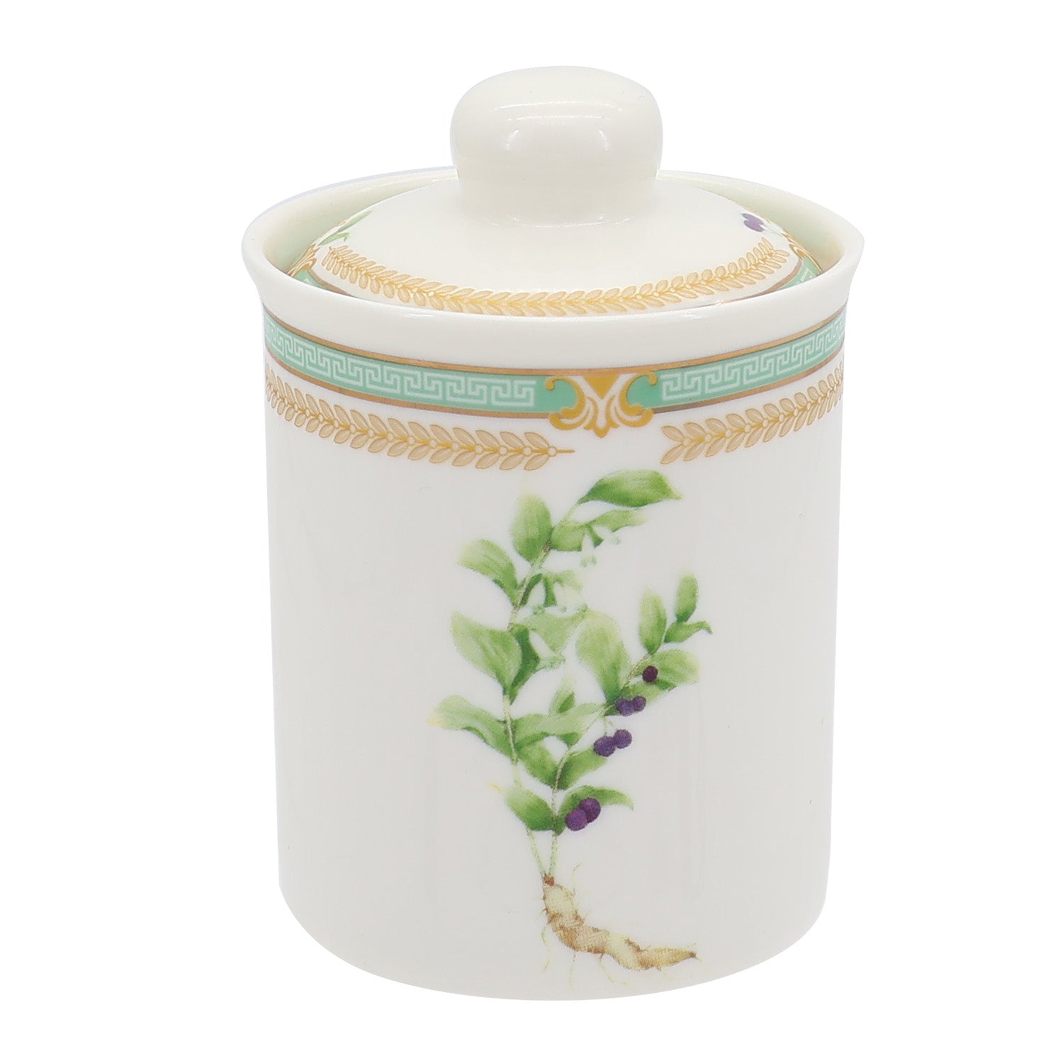 Donglin Homeware Herbal Bloom - Farmhouse Style Ceramic Tableware Set 200ml canister pattern with solomonseal