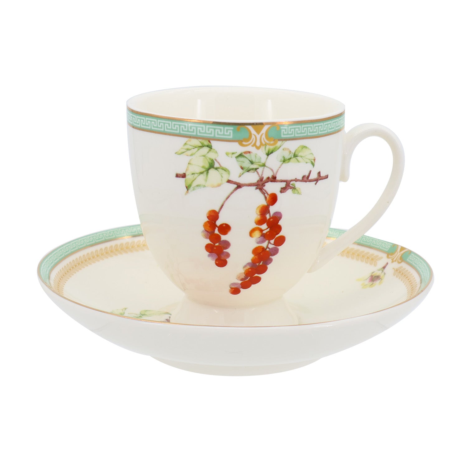 Donglin Homeware Herbal Bloom - Farmhouse Style Ceramic Tableware Set 220cc cup and saucer pattern with schisandra