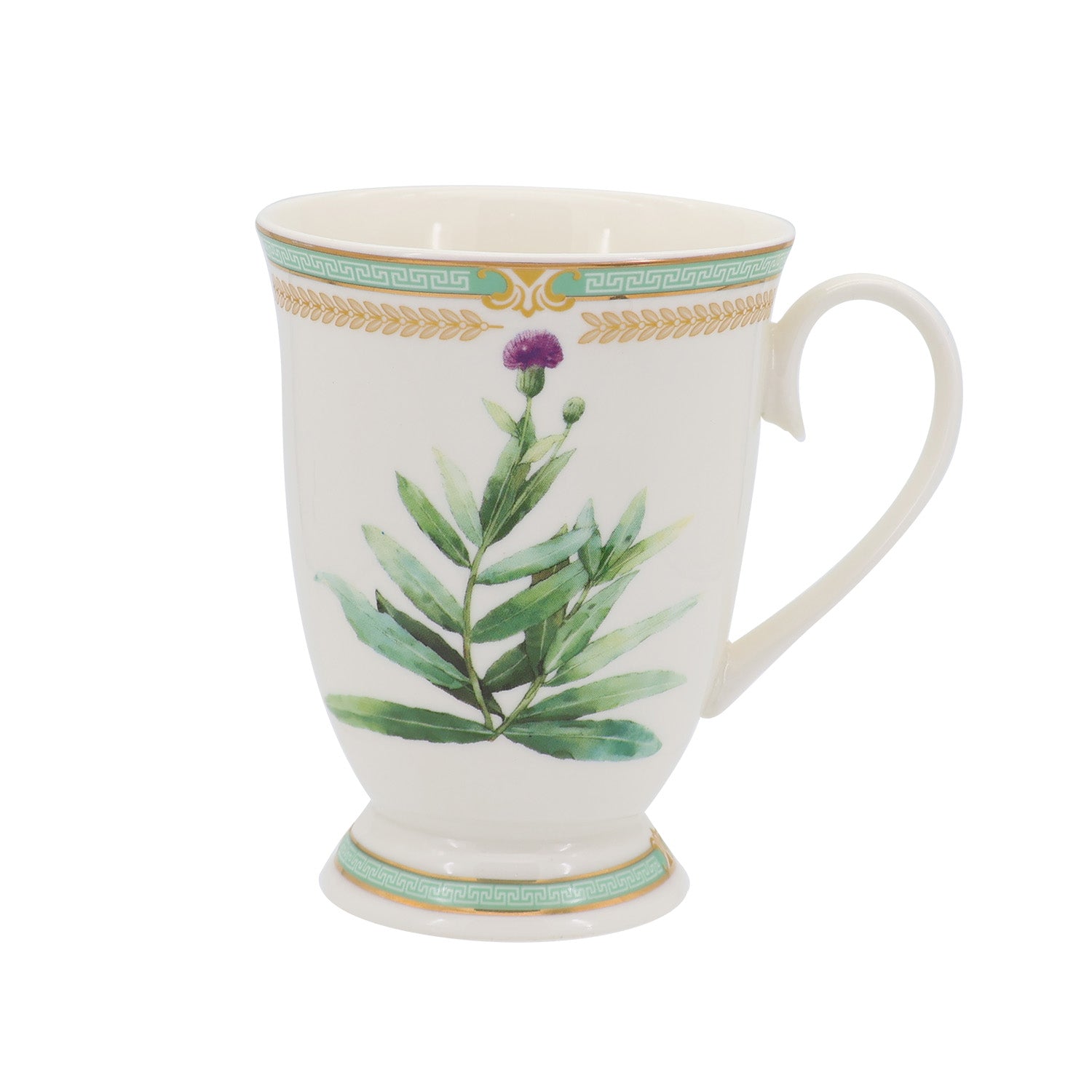 Donglin Homeware Herbal Bloom - Farmhouse Style Ceramic Tableware Set 280cc mug pattern with filed thistle herb