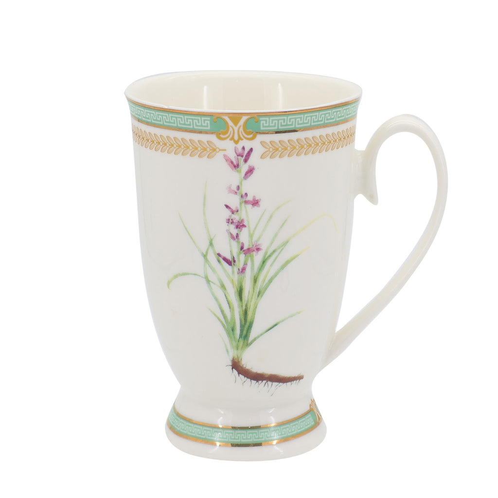 Donglin Homeware Herbal Bloom - Farmhouse Style Ceramic Tableware Set 280cc mug pattern with ophiogogonis root