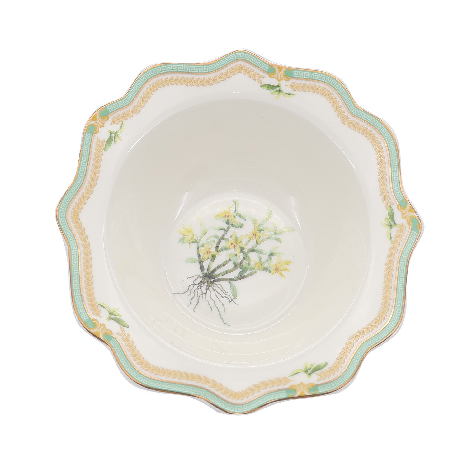 Donglin Homeware Herbal Bloom - Farmhouse Style Ceramic Tableware Set 6.25-inch bowl pattern with bendrobium orchid