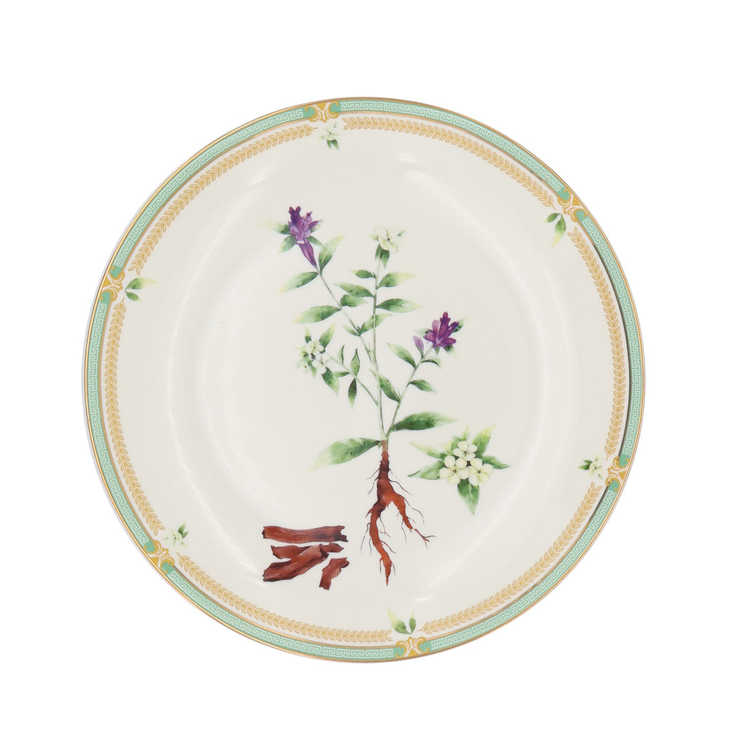 Donglin Homeware Herbal Bloom - Farmhouse Style Ceramic Tableware Set 8-nch coupe plate pattern with danshen root