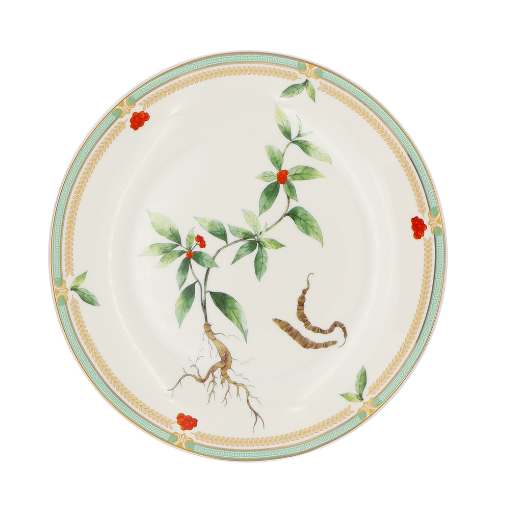 Donglin Homeware Herbal Bloom - Farmhouse Style Ceramic Tableware Set 8-inch coupe plate pattern with notoginseng