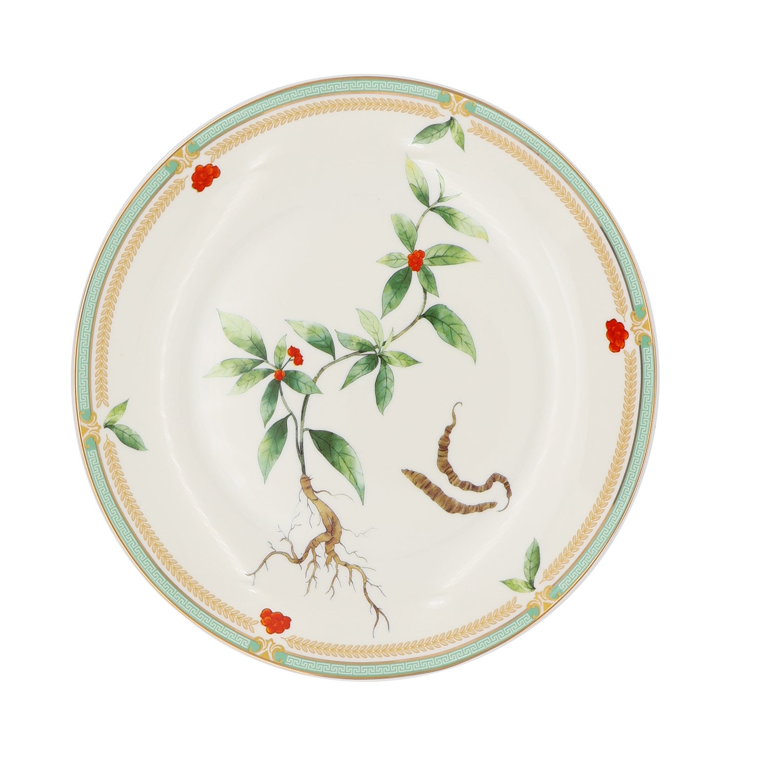 Donglin Homeware Herbal Bloom - Farmhouse Style Ceramic Tableware Set 8-inch coupe plate pattern with notoginseng