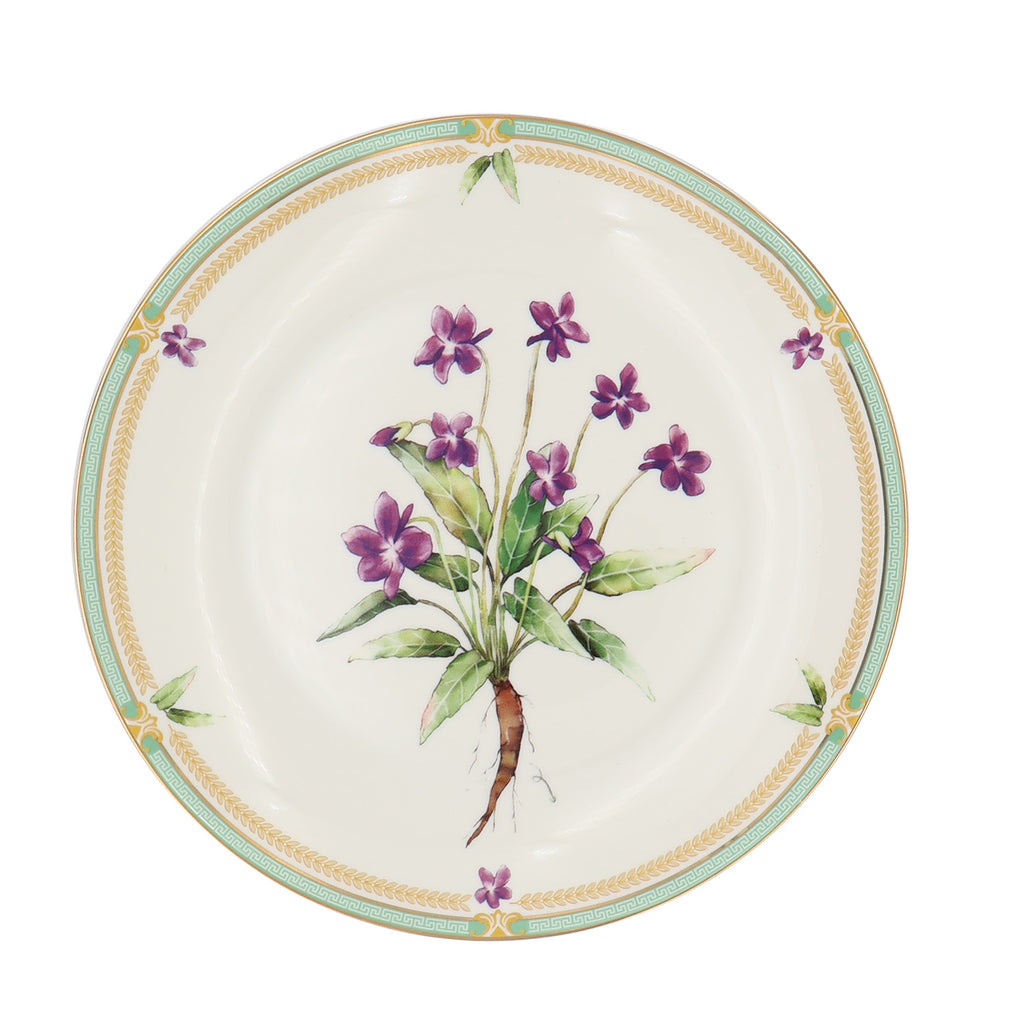 Donglin Homeware Herbal Bloom - Farmhouse Style Ceramic Tableware Set 8-inch coupe plate pattern with purpleflower violet