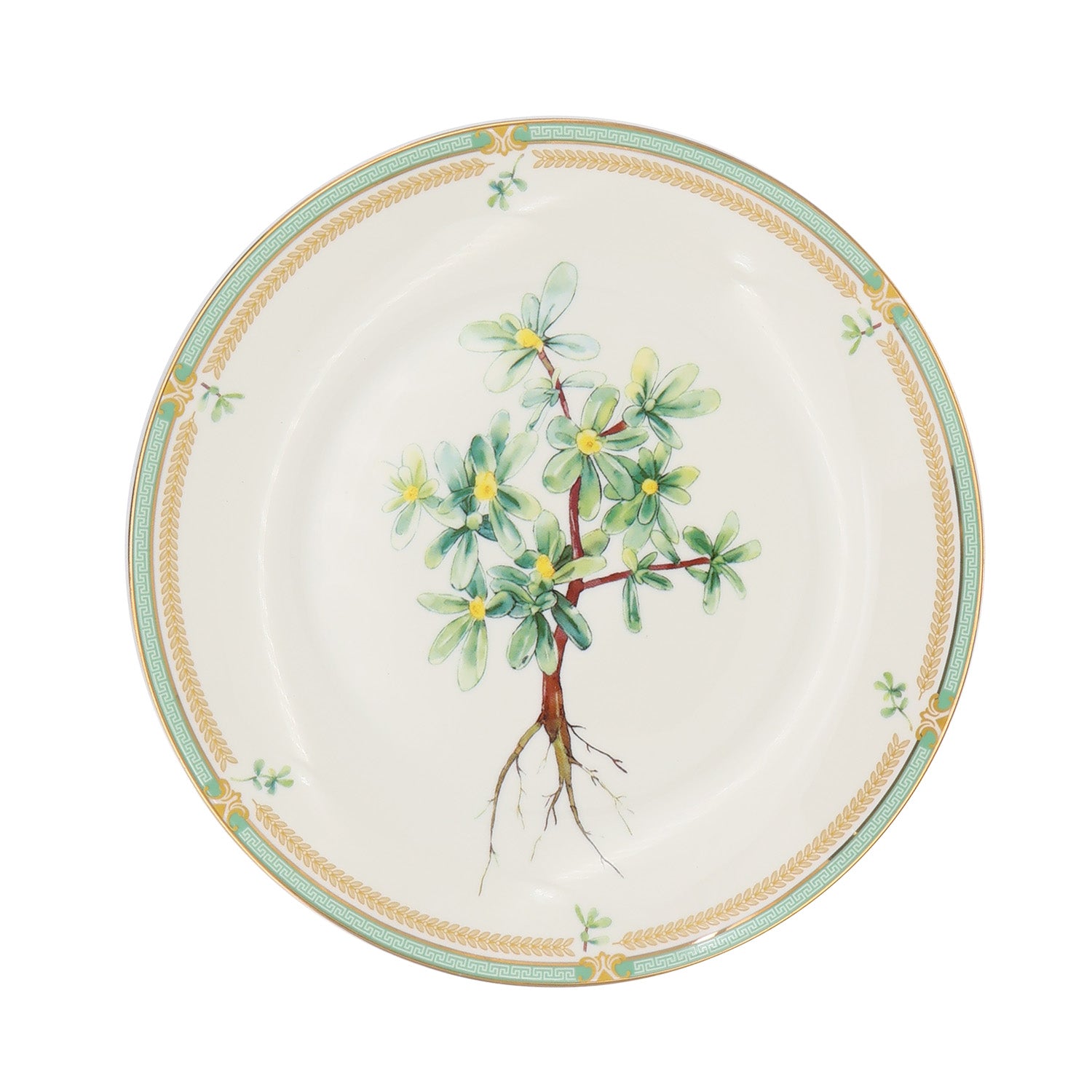 Donglin Homeware Herbal Bloom - Farmhouse Style Ceramic Tableware Set 8-inch coupe plate pattern with purslane