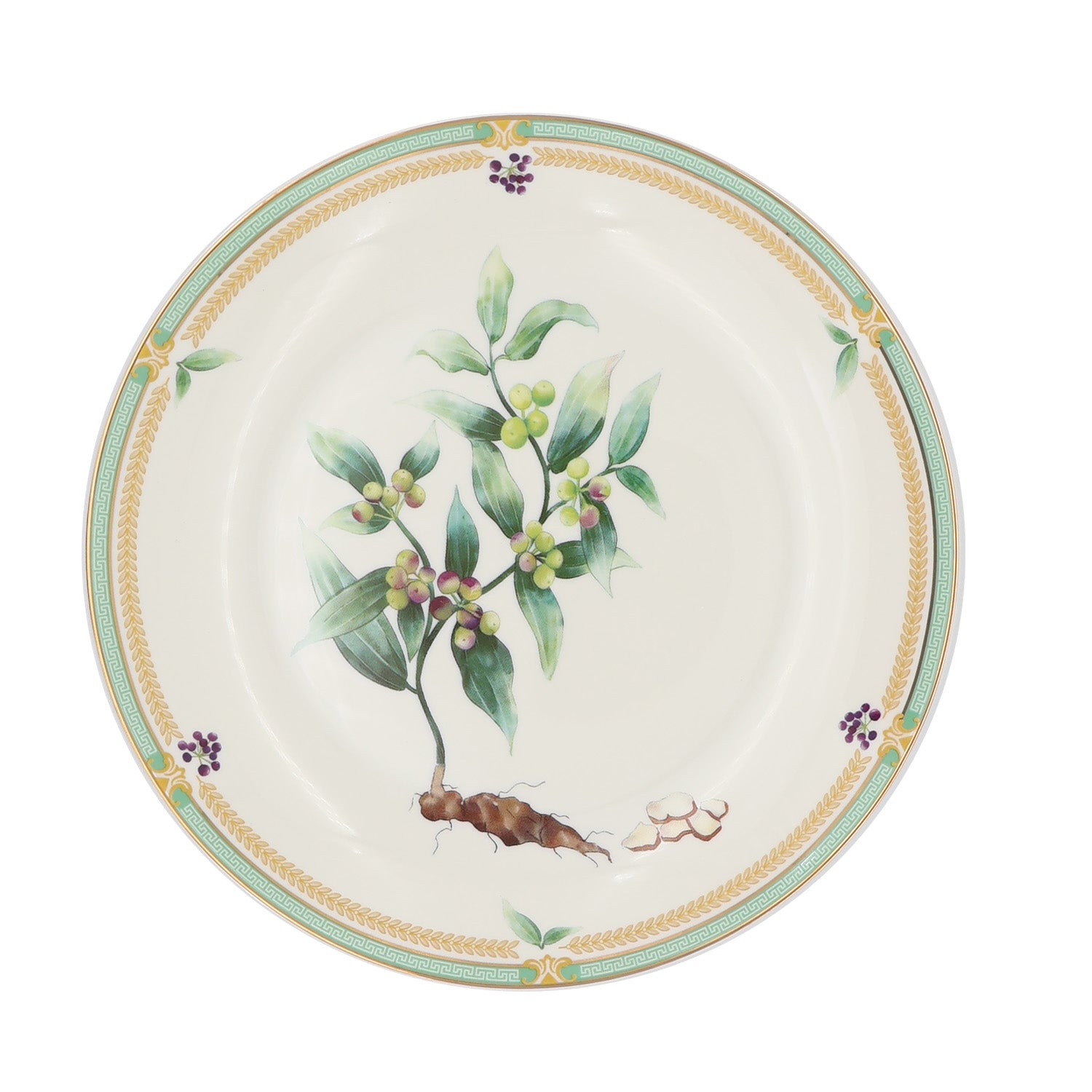 Donglin Homeware Herbal Bloom - Farmhouse Style Ceramic Tableware Set 8-inch coupe plate pattern with solomonseal