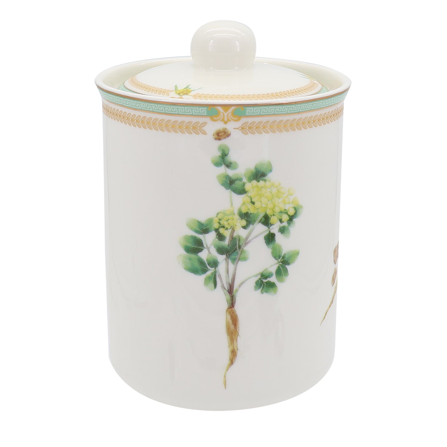 Donglin Homeware Herbal Bloom - Farmhouse Style Ceramic Tableware Set 800ml canister pattern with ahtragaklus root