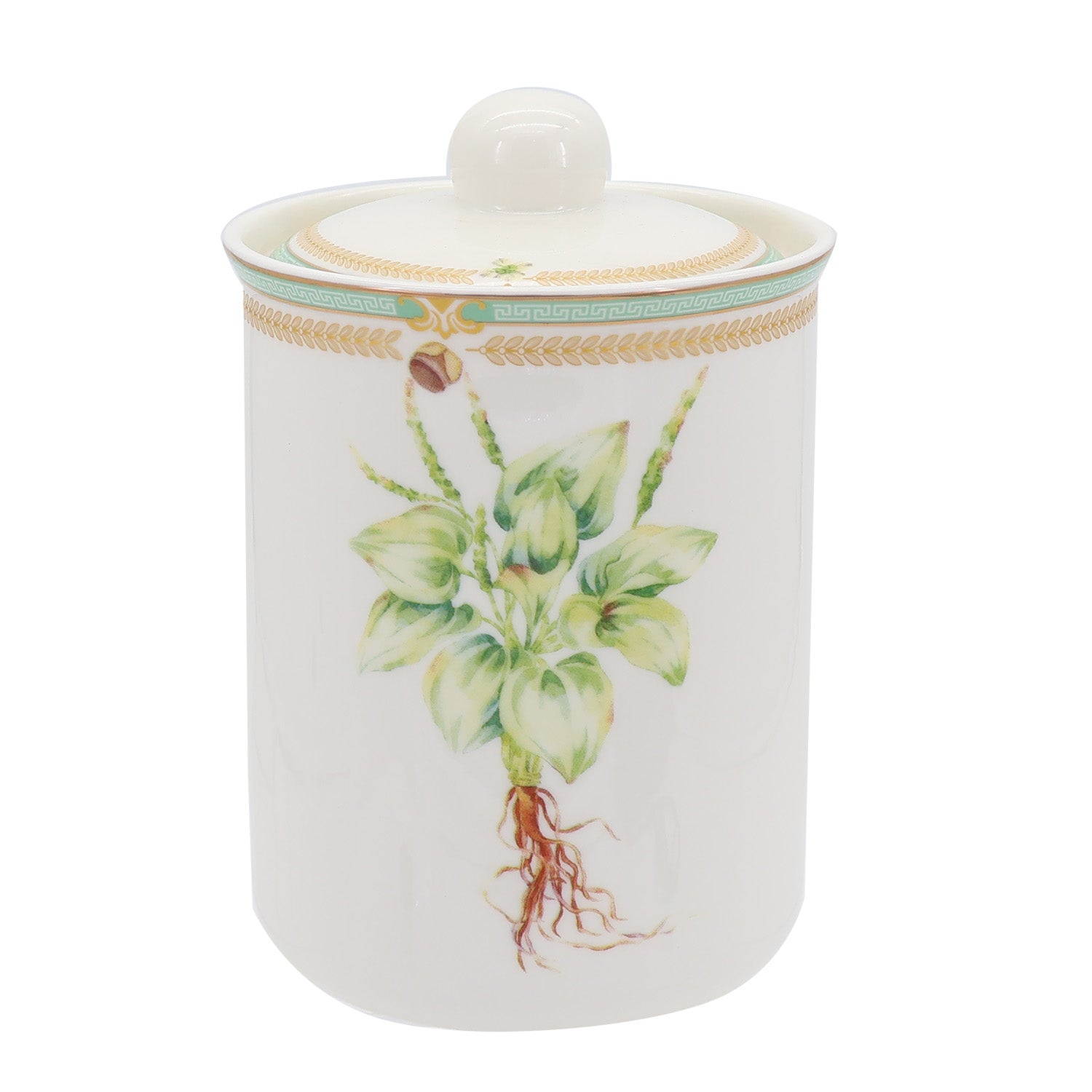Donglin Homeware Herbal Bloom - Farmhouse Style Ceramic Tableware Set 800ml canister pattern with pinellia tuber