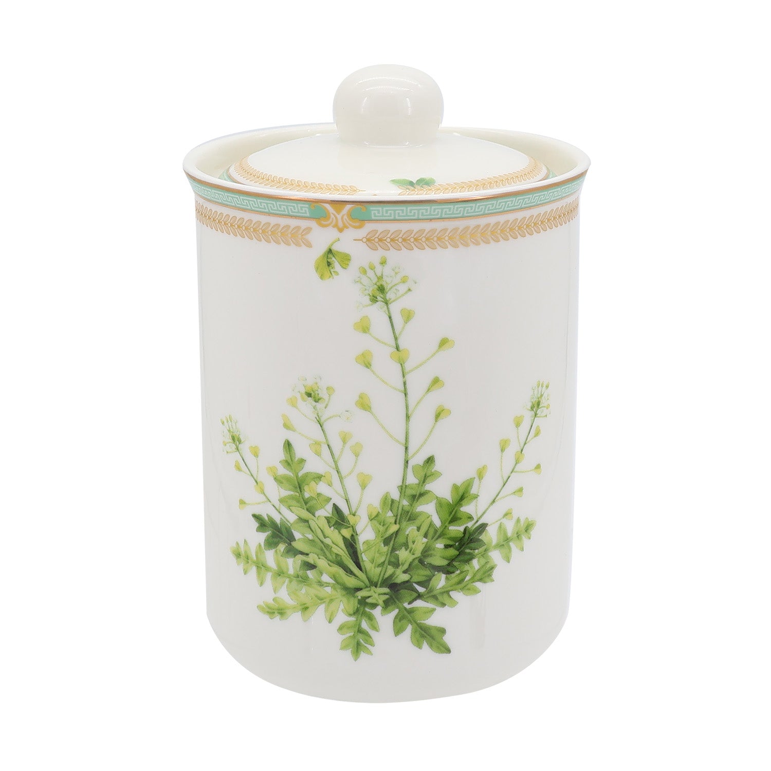 Donglin Homeware Herbal Bloom - Farmhouse Style Ceramic Tableware Set 800ml canister pattern with shepherd purse