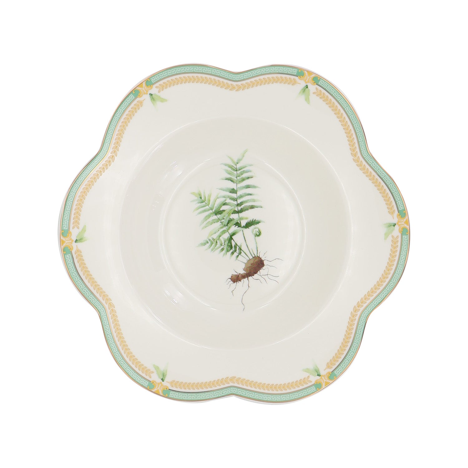 Donglin Homeware Herbal Bloom - Farmhouse Style Ceramic Tableware Set 9-inch soup plate pattern with drynaria