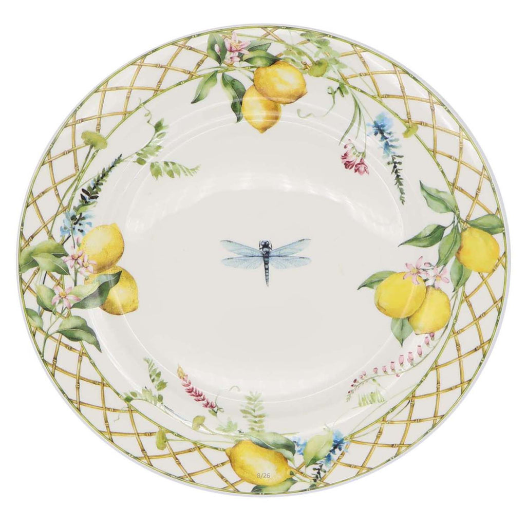 Lemon grove farmhouse style ceramic tableware set white with yellow lemons green leaves gold lattice rim home decor with 10.5-inch dinner plate