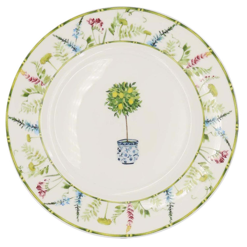 Lemon grove farmhouse style ceramic tableware set white with yellow lemons green leaves gold lattice rim home decor with with 7.5 inch dessert plate