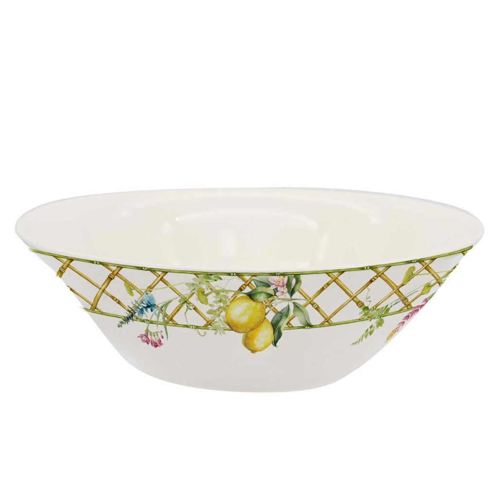 Lemon grove farmhouse style ceramic tableware set white with yellow lemons green leaves gold lattice rim home decor with 9-inch bowl