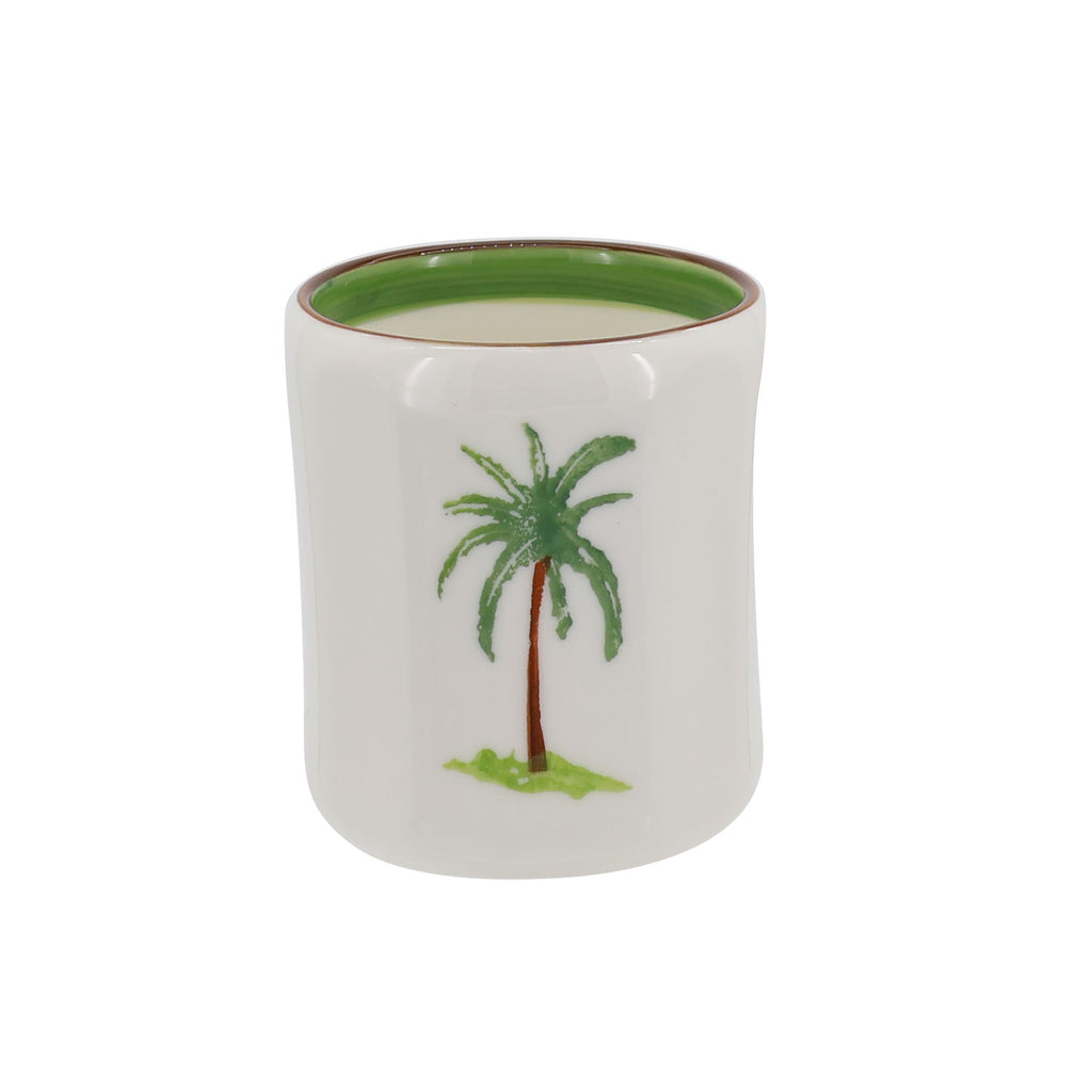 Palm tree farmhouse style ceramic tableware set white with palm tree motifs stripes and a fresh white green palette home decor with 180cc cup